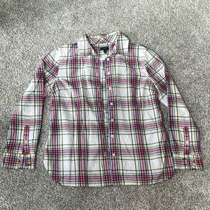 Talbots Plaid Patterned Button Up Shirt size Small Petite